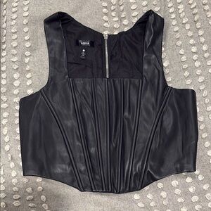 Aqua Black Sleeveless Bustier Crop Top